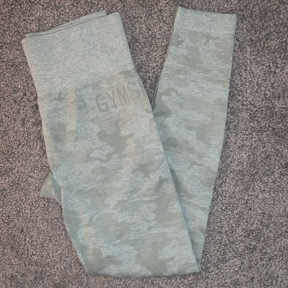 GYMSHARK green camo seamless leggings